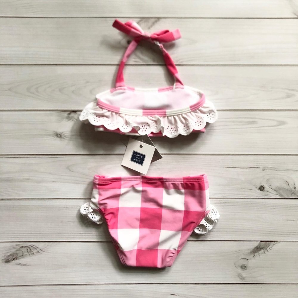 NWT Janie and Jack Pink White Checked 6-12 Months - Picture 3 of 4